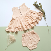 Girls Linen Dress Set | Melon
